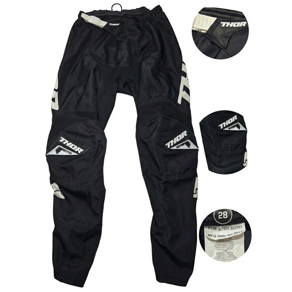 Thor Sector Motocross Pants Mens 28 Black White MX Dirt Bike ATV Riding Racing